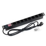 TRITON 19" rozvodný panel 8x230V DE zásuvky, černý, 2m