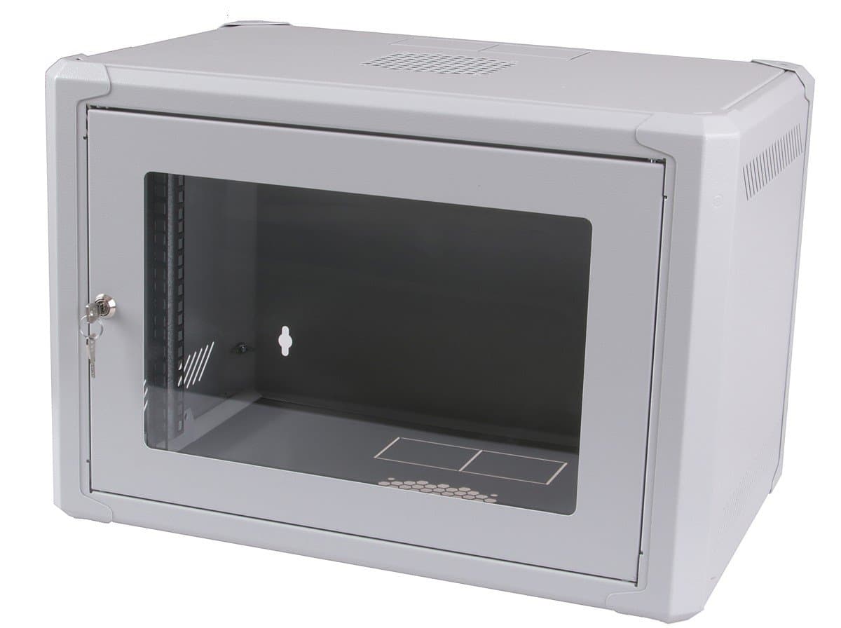 Masterlan jednodílný rozvaděč 19" 6U/400mm, rozložený - FLAT PACK, skleněné dveře - Bazar