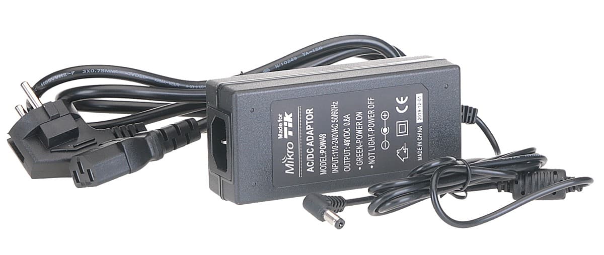 MikroTik OEM Napájecí adaptér 48V 0,8A pro RouterBOARD včetně napájecího kabelu