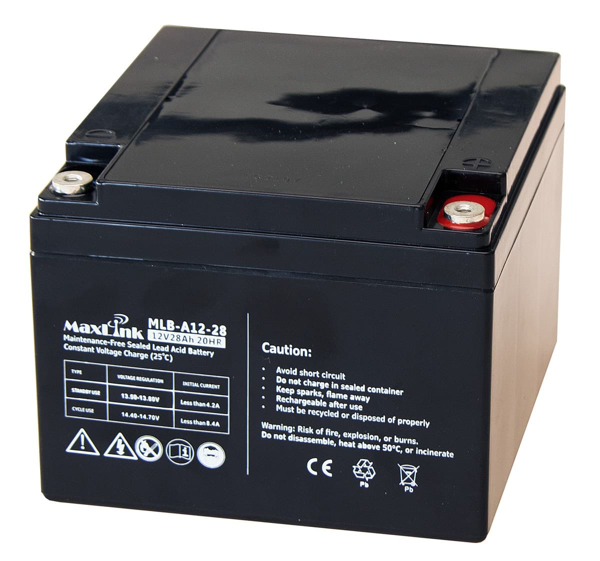 MaxLink olověná baterie AGM 12V 28Ah, M6