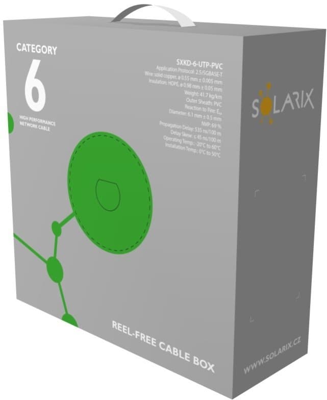 Solarix instalační kabel CAT6 UTP PVC 100m box