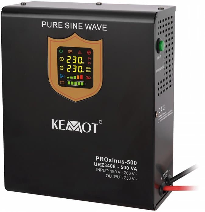 Kemot záložní zdroj UPS, 300W, 500VA, čistý sinus, 12V, černý, nástěnný