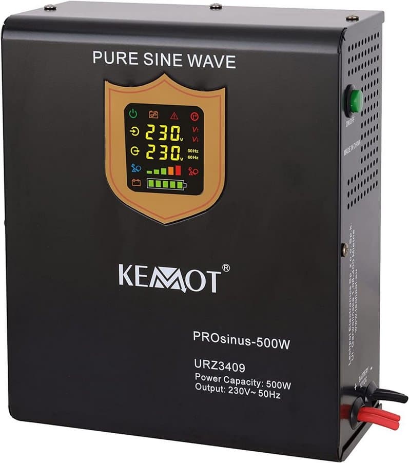 Kemot záložní zdroj UPS, 500W, 800VA, čistý sinus, 12V, černý, nástěnný