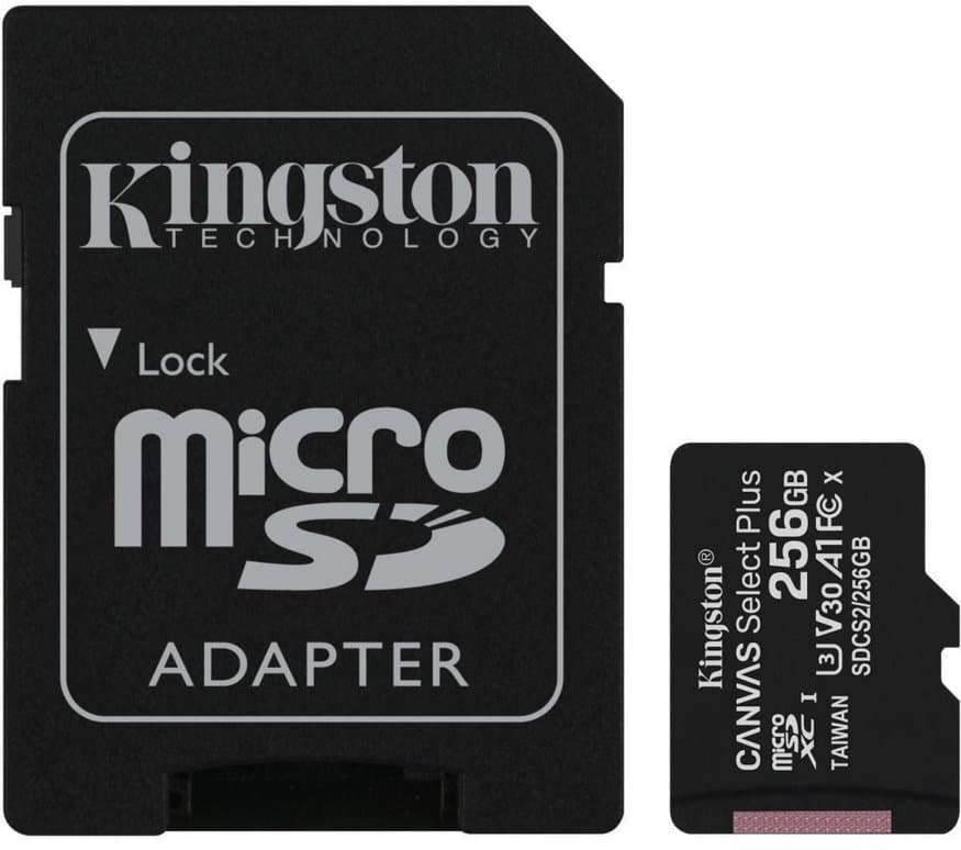 KINGSTON 256GB microSDHC CANVAS Plus Memory Card 100MB/s UHS-I + adaptér