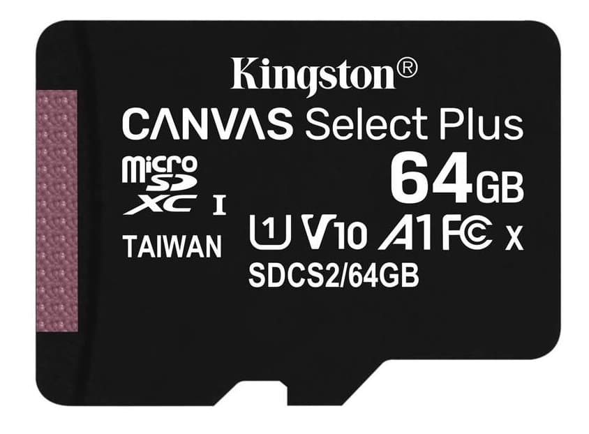 KINGSTON 64GB microSDHC CANVAS Plus Memory Card 100MB read - UHS-I class 10 Gen 3 - bez adaptéru