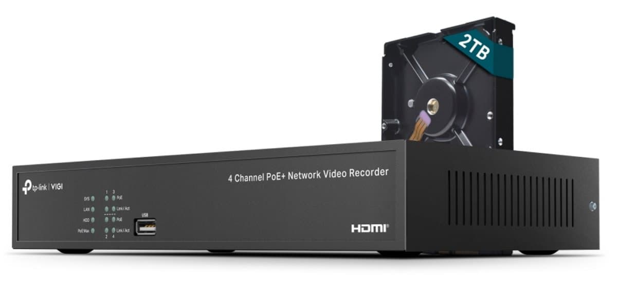 TP-Link VIGI NVR1004H-4P - NVR, 4 kanály, 4x PoE, 2TB HDD