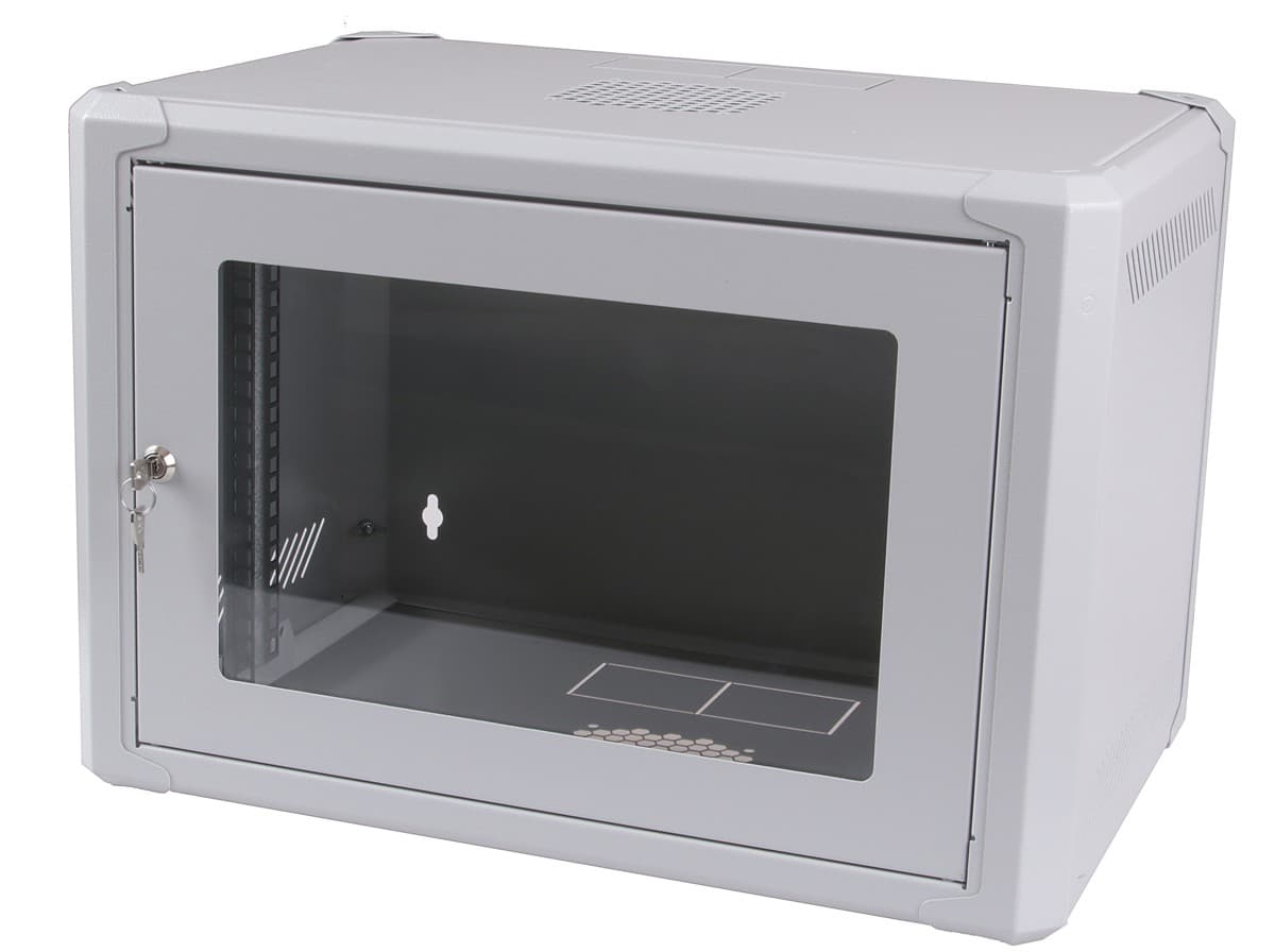 Masterlan jednodílný rozvaděč 19" 6U/400mm, rozložený - FLAT PACK, skleněné dveře