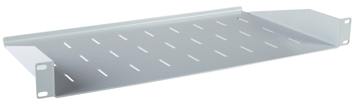 Masterlan police pevná s perforací, 1U, 19", 250mm, nosnost 25kg, šedá