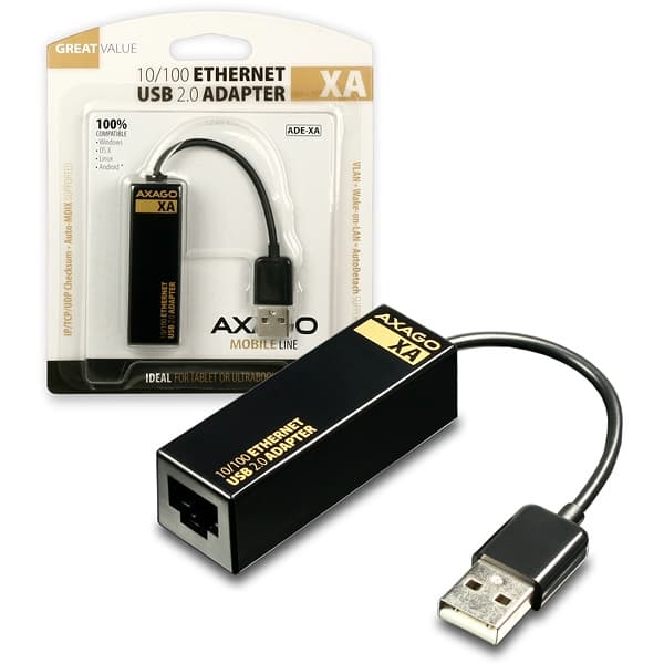 Axago ADE-XA síťový adaptér, USB2.0, 10/100Mbps