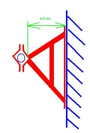 Držák stožáru o průměru 42-80mm, 40cm od zdi