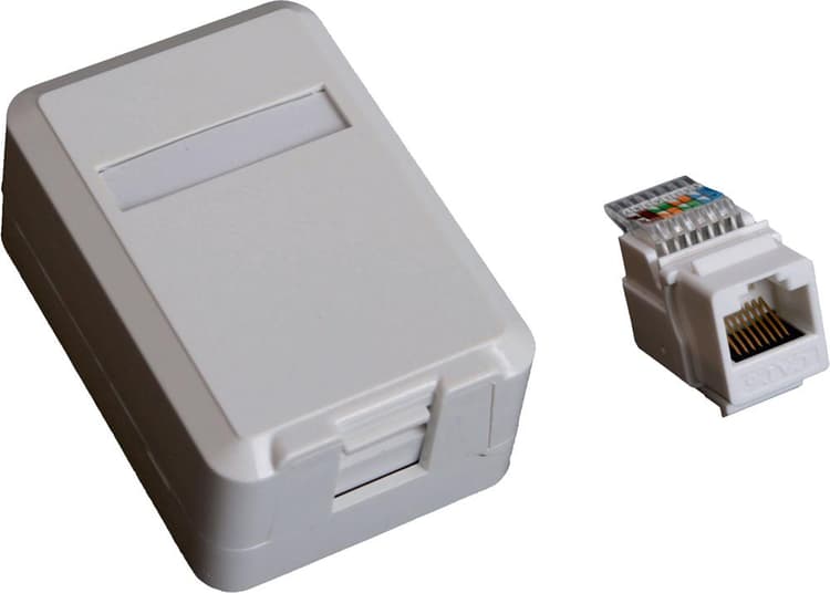 EuroLan UTP zásuvka na omítku, 1x RJ45, bílá, Cat.6 keystone