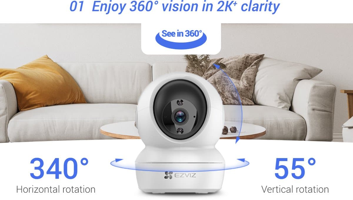 Ezviz H6C Pro - Vnitřní otočná IP kamera s WiFi, 4MP, 4mm
