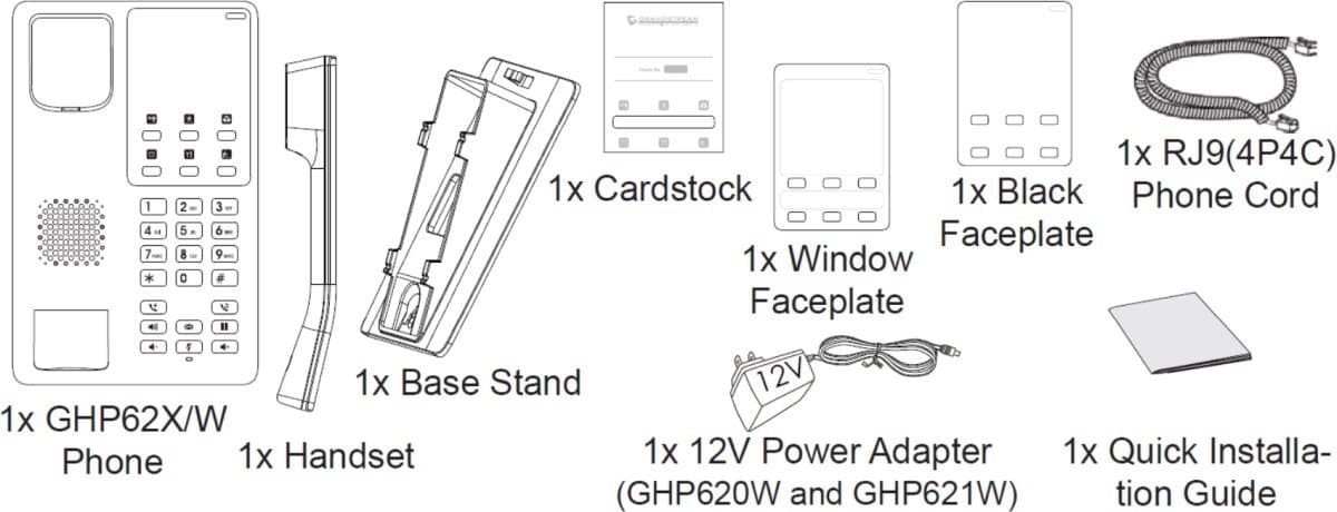 Grandstream GHP620W SIP WiFi hotelový telefon bílý