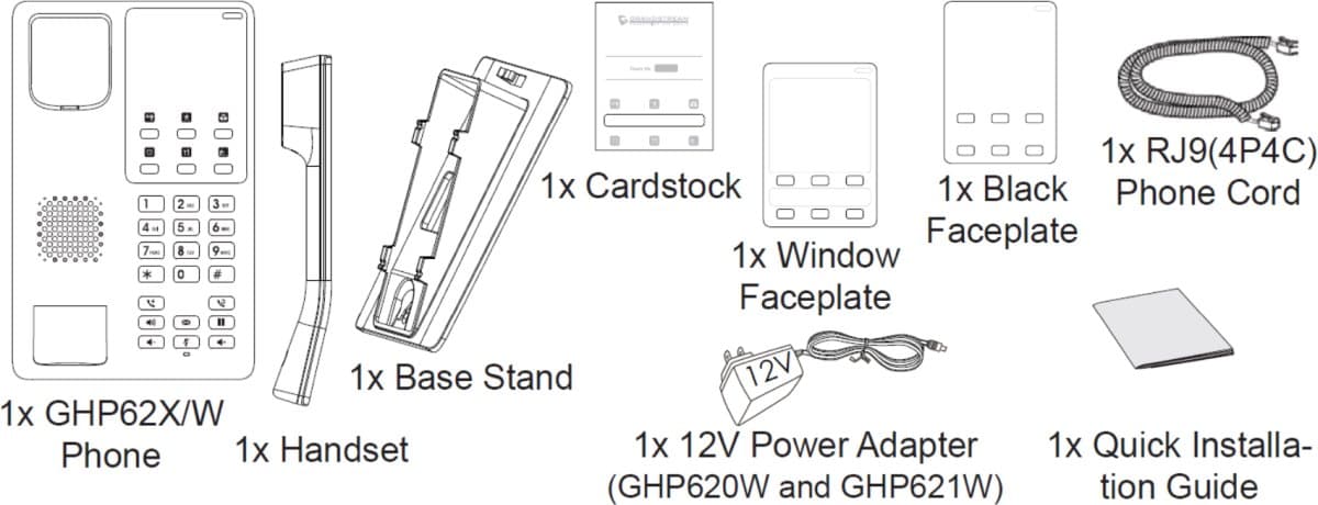 Grandstream GHP621 SIP hotelový telefon černý