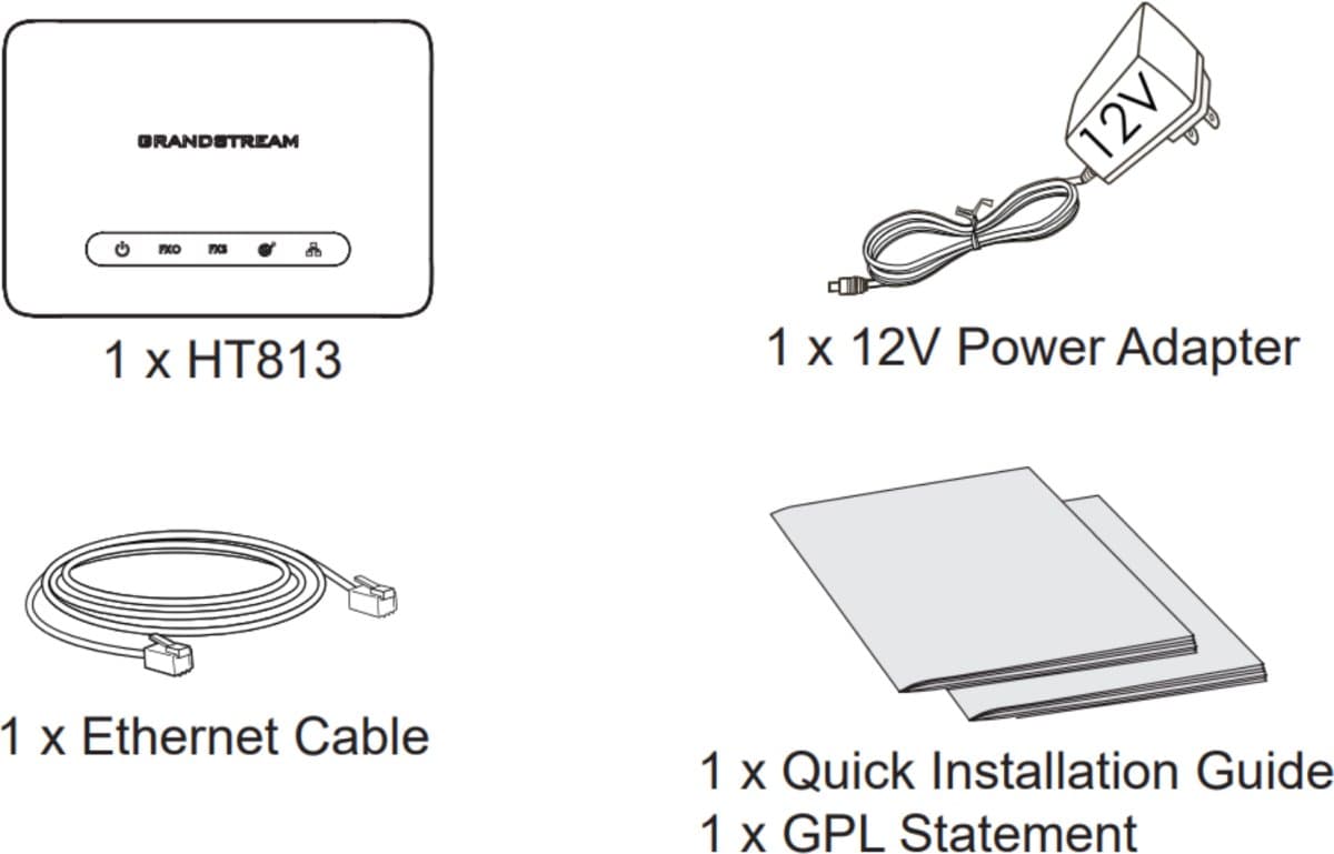 Grandstream HT813 Brána - 1x FXS,1x FXO, ATA