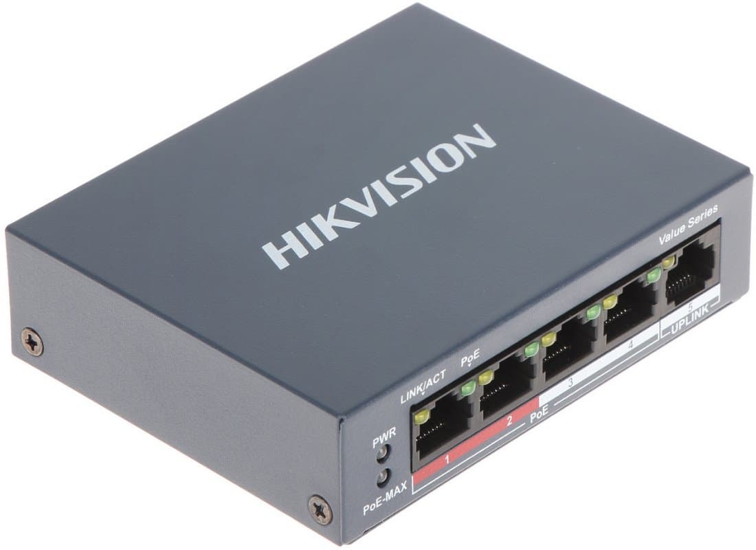 Hikvision DS-3E0105P-E/M(B) PoE Switch, 4x PoE, 35W