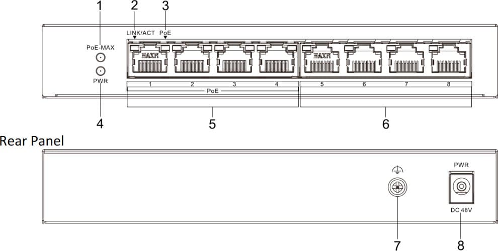 Hikvision DS-3E0508P-O PoE switch, 4x PoE, 60W