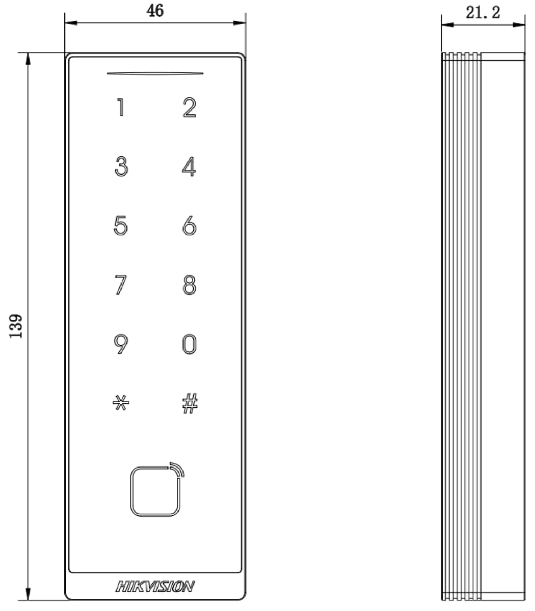 Hikvision DS-K1105EMKB - Čtečka M1/EM Karet s Klávesnicí