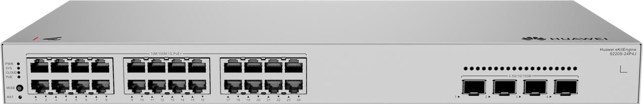 Huawei S220S-24P4J Gigabitový PoE switch, 4x 2.5G SFP