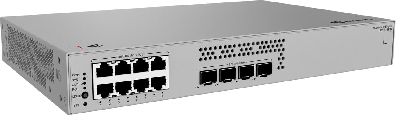 Huawei S220S-8P4J Gigabitový PoE switch, 4x 2.5G SFP