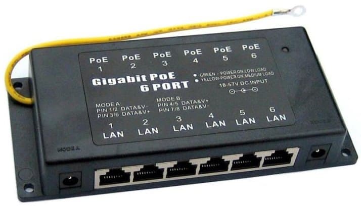 MaxLink pasivní Gigabitový POE panel, 6 portů