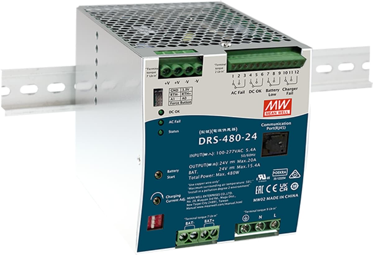 MEAN WELL DRS-480-48, Zdroj na DIN lištu, UPS, 48V, 480W