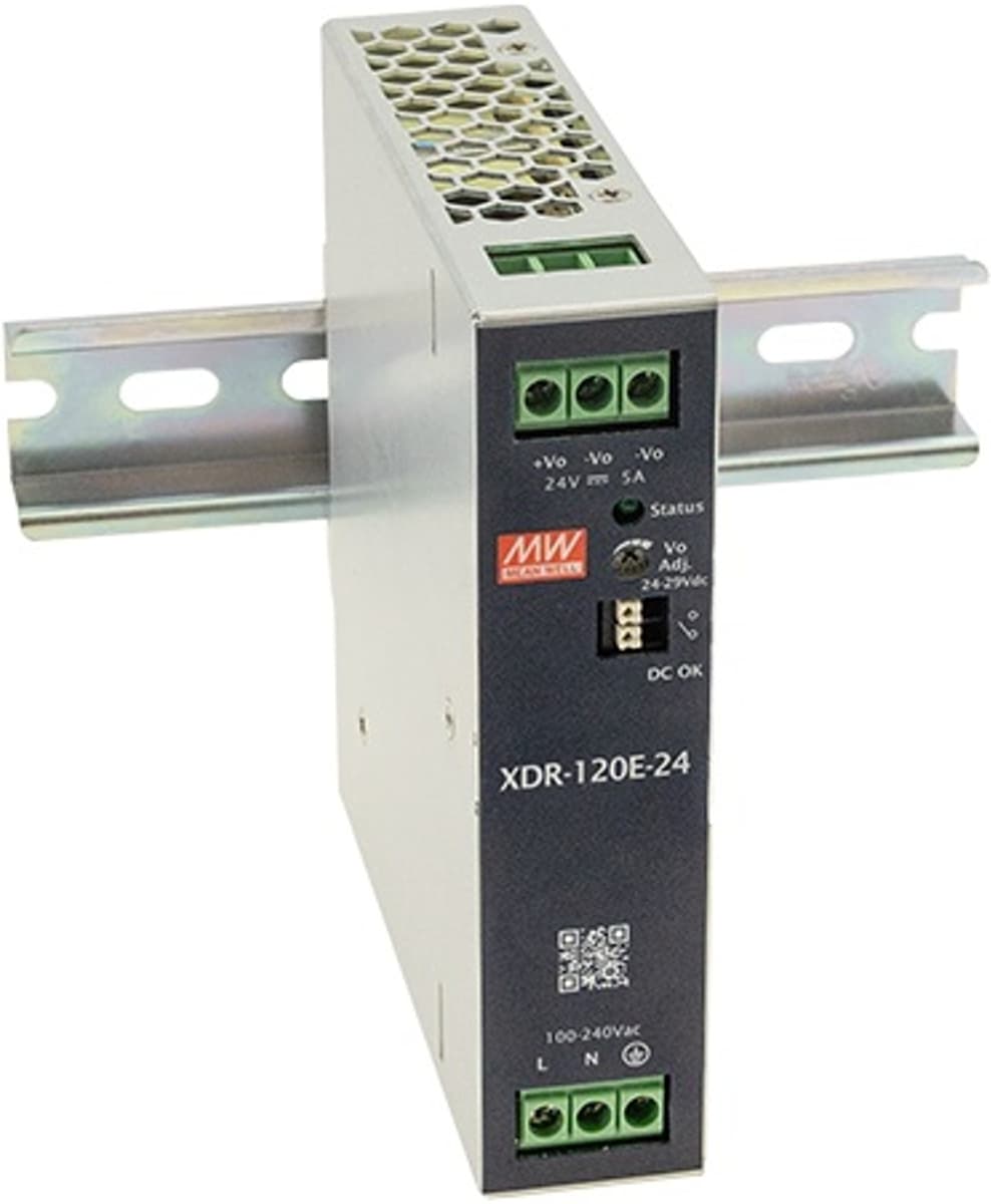 MEAN WELL XDR-120E-12, Zdroj na DIN lištu, 12V, 120W