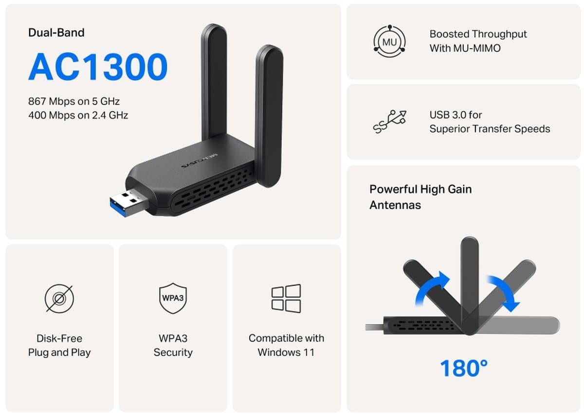 MERCUSYS MA32H, bezdrátový Dual Band USB adaptér