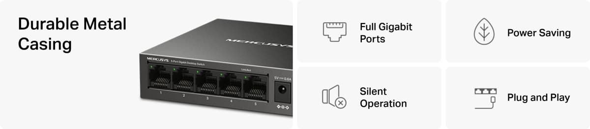 MERCUSYS MS105GS, Gigabitový switch