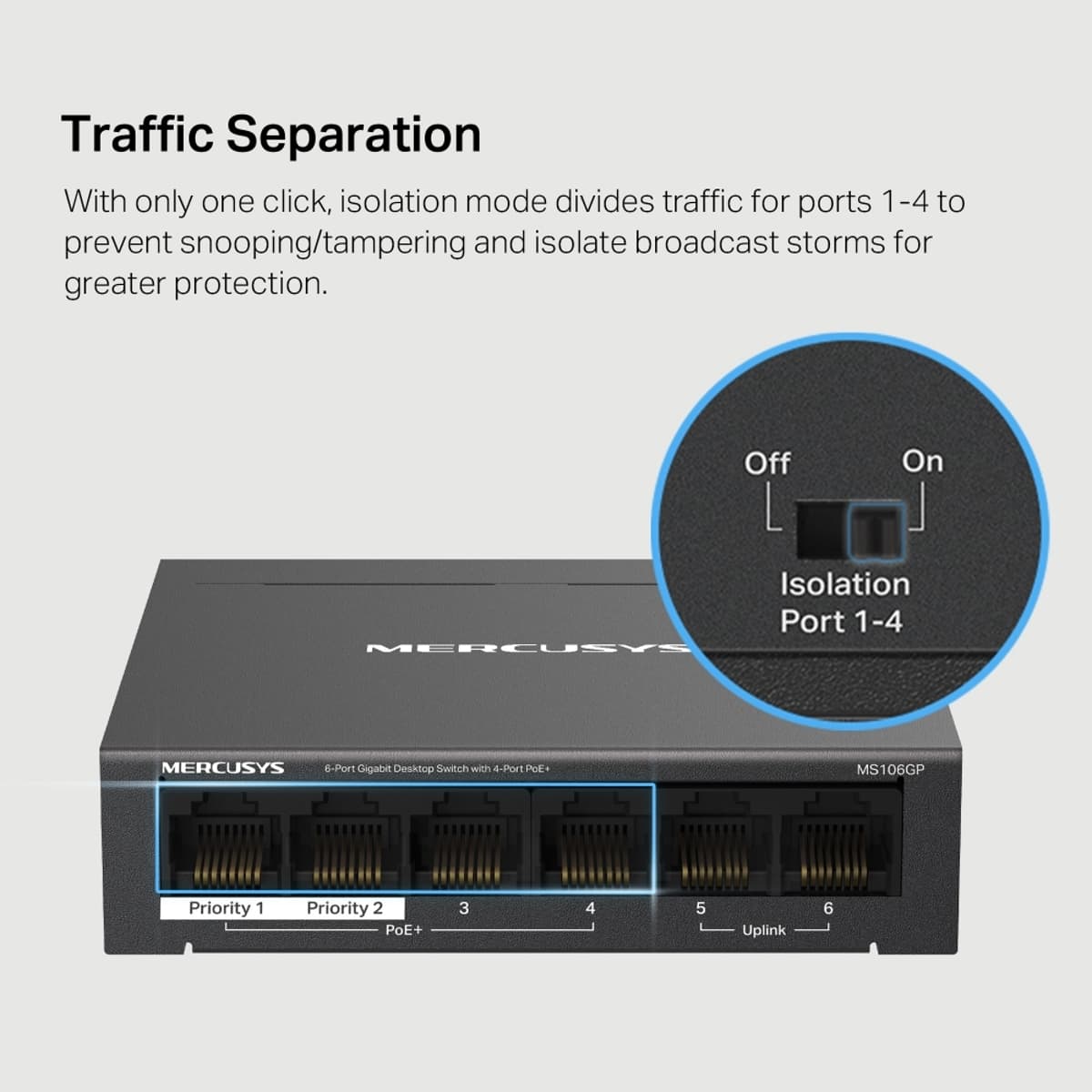 MERCUSYS MS106GP, Gigabitový PoE switch