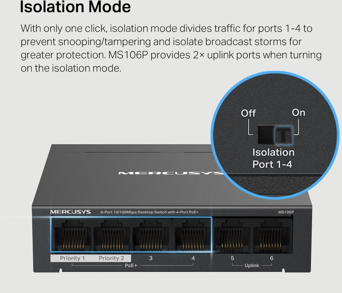 MERCUSYS MS106P switch s 4x PoE+