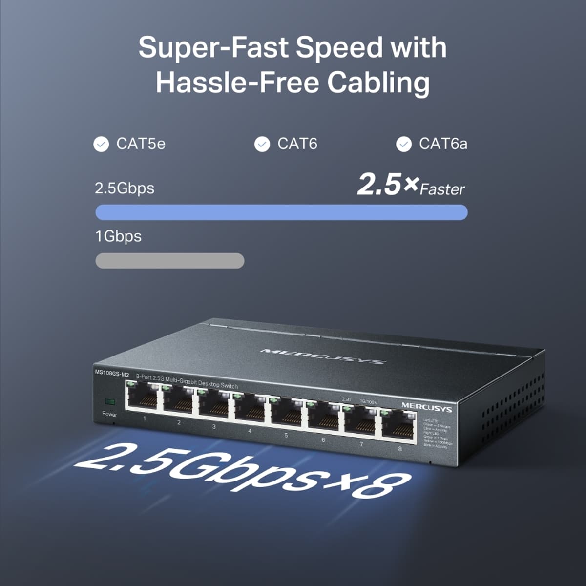 MERCUSYS MS108GS-M2, 2.5G switch