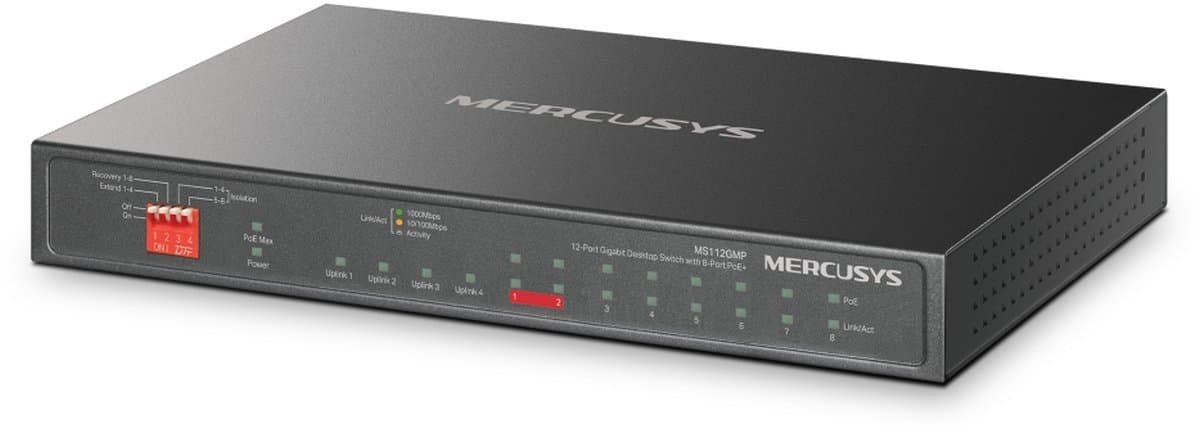 MERCUSYS MS112GMP, Gigabitový switch s 8 porty PoE+