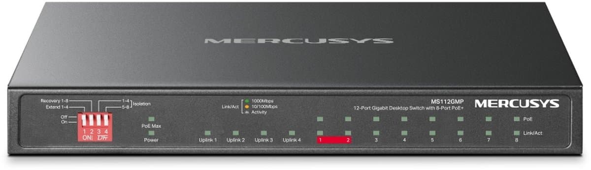MERCUSYS MS112GMP, Gigabitový switch s 8 porty PoE+
