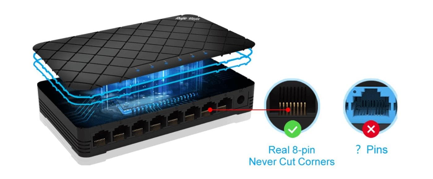 Reyee RG-ES08 Desktop Switch - Plastový