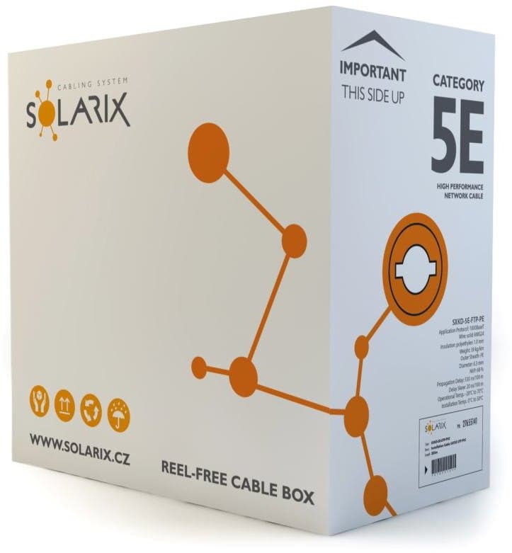 Solarix instalační kabel CAT5E FTP PE venkovní 305m box