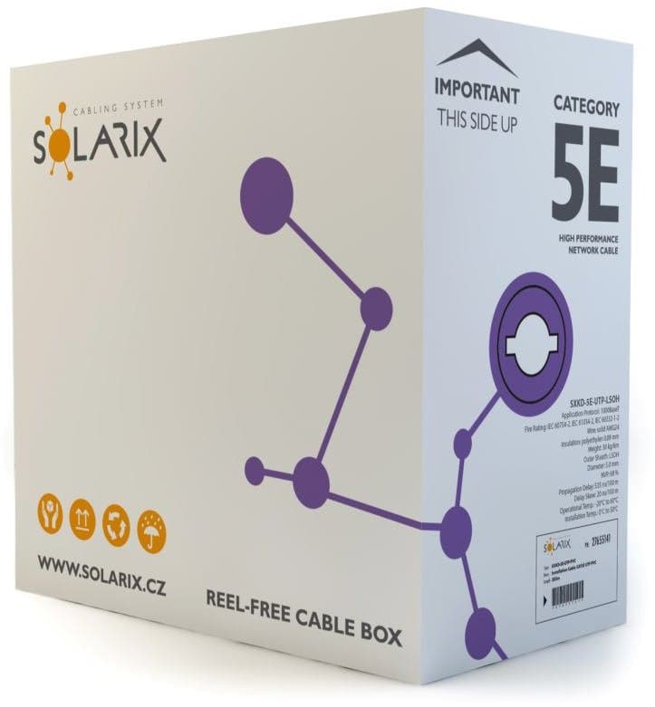 Solarix instalační kabel CAT5E UTP LSOH 305m box