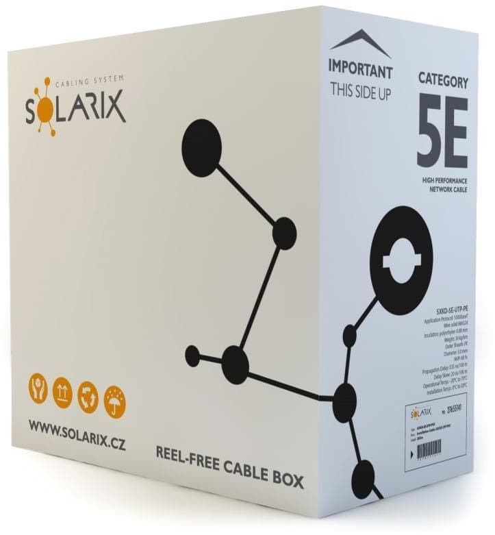 Solarix instalační kabel CAT5E UTP PE venkovní 305m box