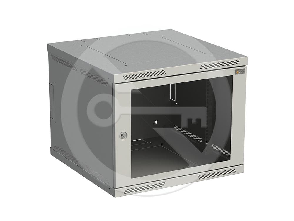 Solarix nástěnný rozvaděč SENSA 9U 600mm, dveře sklo, šedý