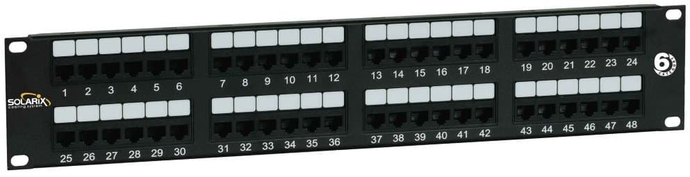 Solarix patch panel 48 x RJ45 CAT6 UTP, černý, 2U