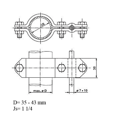Svorka na trubku d=35-42mm