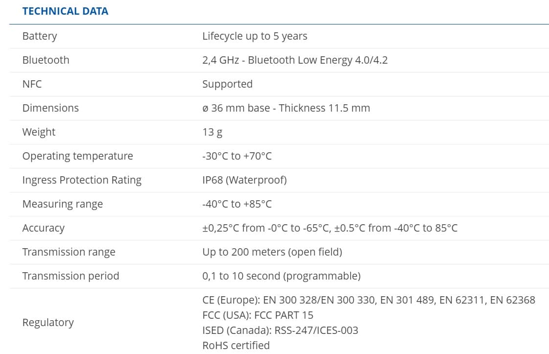 Teltonika Blue Coin T - Senzor Teploty
