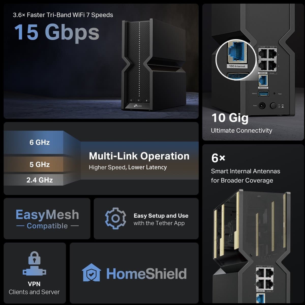 TP-Link Archer BE700 - Tri-Band Wi-Fi 7 Router