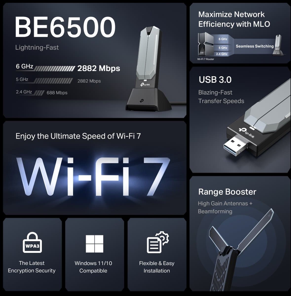 TP-Link Archer TBE400UH - Bezdrátový Wi-Fi 7 USB adaptér