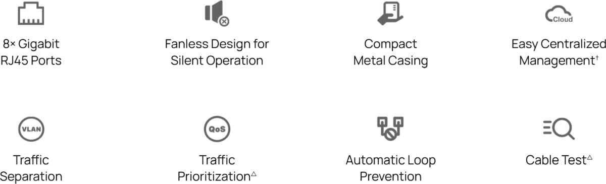 TP-Link ES208G - Omada Gigabitový Managed Switch - 8 port