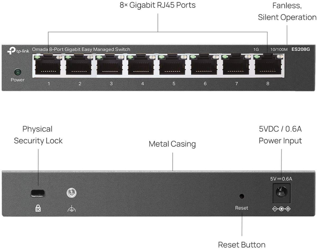 TP-Link ES208G - Omada Gigabitový Managed Switch - 8 port
