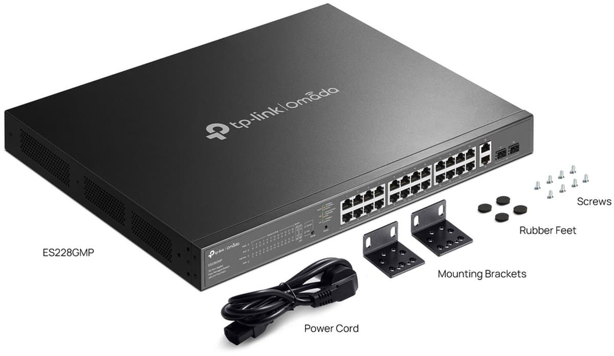 TP-Link ES228GMP - Omada PoE switch, 24-port PoE+