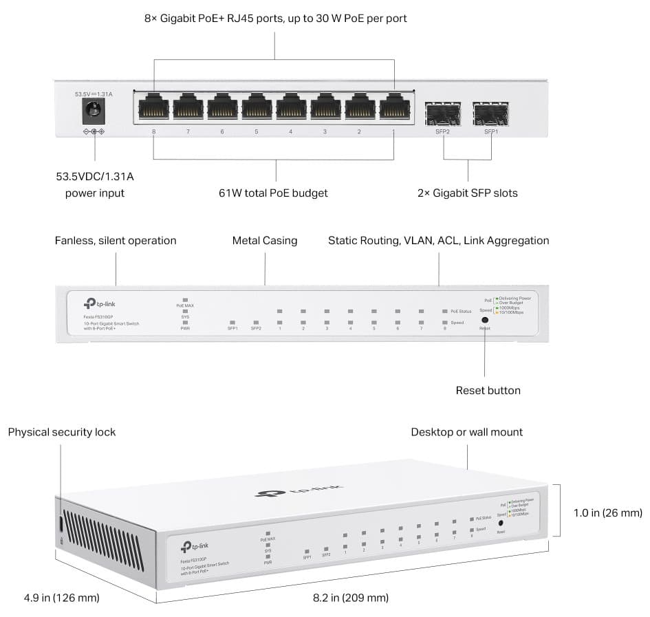 TP-Link Festa FS310GP Smart PoE+ Switch