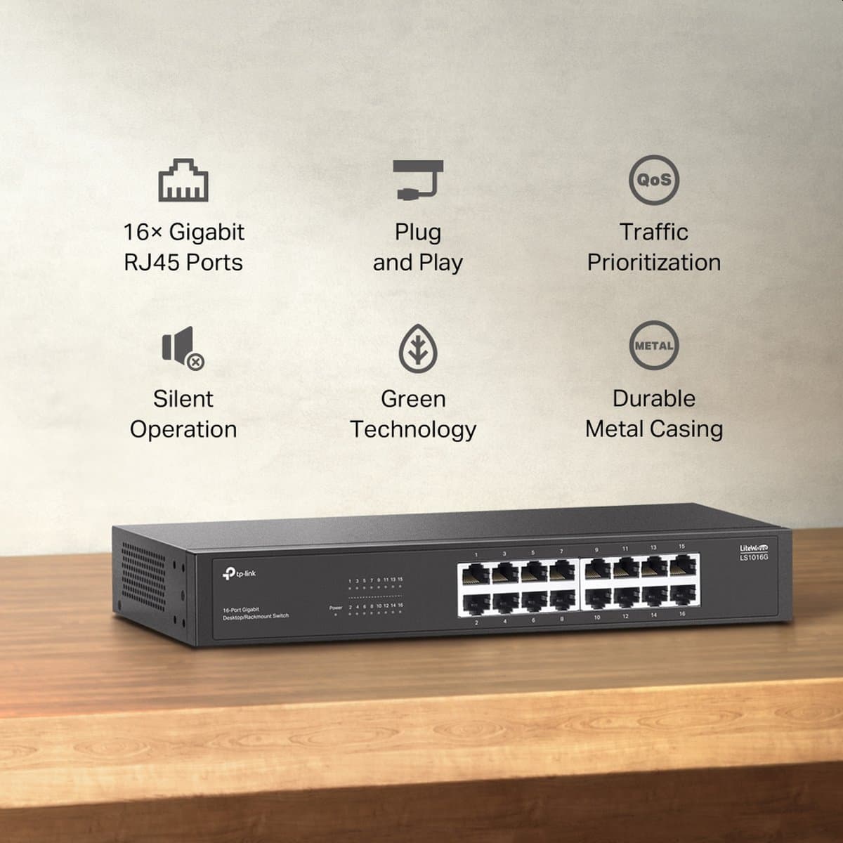 TP-Link LS1016G - 16-portový Gigabitový switch
