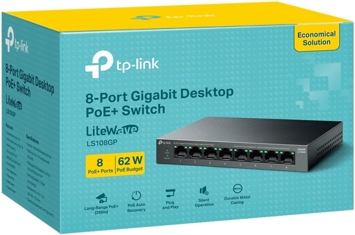 TP-Link LS108GP - 8-portový gigabitový PoE+ switch